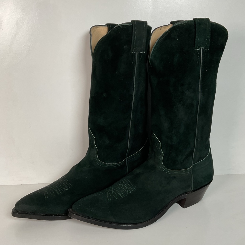 Vintage Nocona Emerald Green Suede Cowboy Boots 115 E Usa Made Vintage Nocona Emerald Green Suede Cowboy Boots 115 E Usa Made